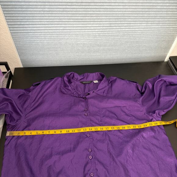 Vintage Ashleigh Morgan Purple Unlined Button Front Blouse Shoulder Pads Size 2X - Picture 8 of 9